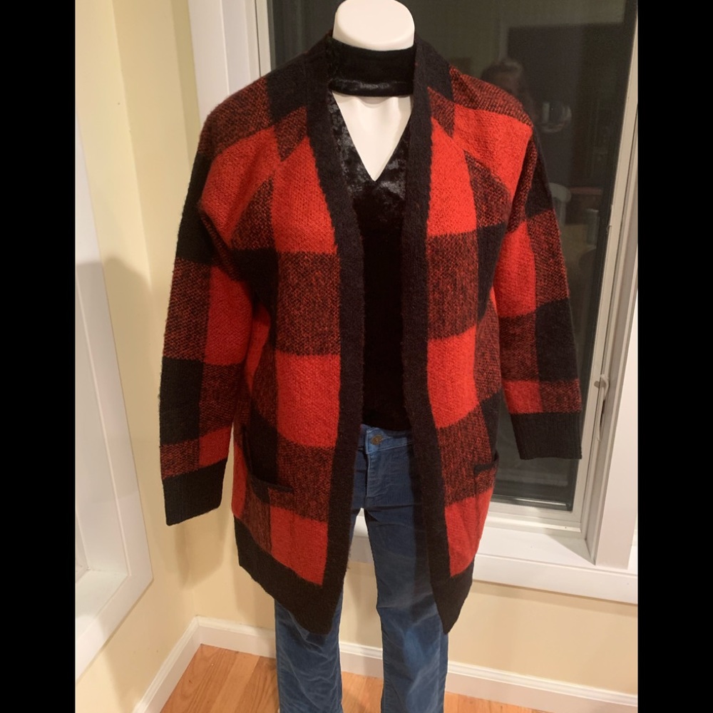 NWT Lucky Brand Buffalo Plaid Cardigan Sz S
